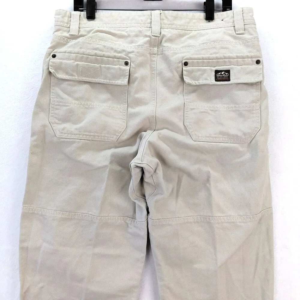 Eddie Bauer Ranger Jean Men 34x32 Beige Double Knee Canvas Heavyweight Work Pant